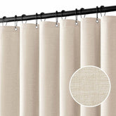 MIULEE Linen Shower Curtain with 12 Metal Hooks Modern Heavy Duty Washable Beige Fabric Shower Curtain Set Waterproof Neutral Thick Cloth Shower Curtains for Bathroom Bathtub Washable, W72*L72, Cream - Miulee